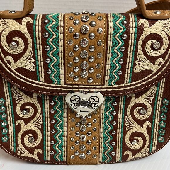 Montana West Brown and Tan Satchel - Picture 2 of 9